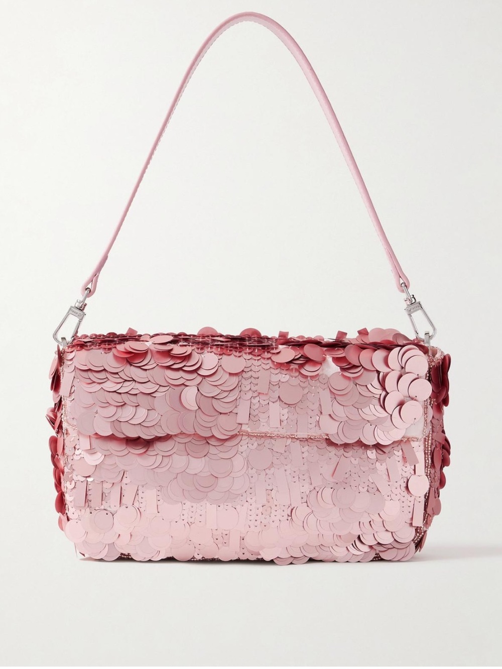 STAUD Pink Sequin Shoulder Bag